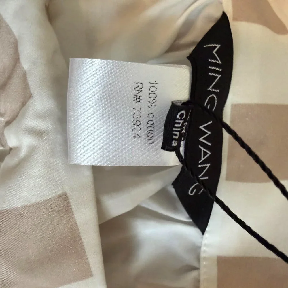 Ming Wang Cotton Gingham Maxi A Line Skirt Cottagecore Beige Blue - NWT - Small